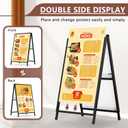 A Frame Sign 24x36 Inch Sandwich Board, Heavy Duty Double-Sided Folding Sidewalk Signboard, Slide-in Steel Metal Frame Sign Display Holder for Outdoor & Indoor Street Poster, Businesses, Advertising