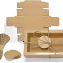 H.J. Immbir 30 Sets Kraft Gift Boxes Rectangle Kraft Paper Drawer Box with Window Homemade Soap Box with Blank Tags and Jute String for Birthday Christmas Weddings