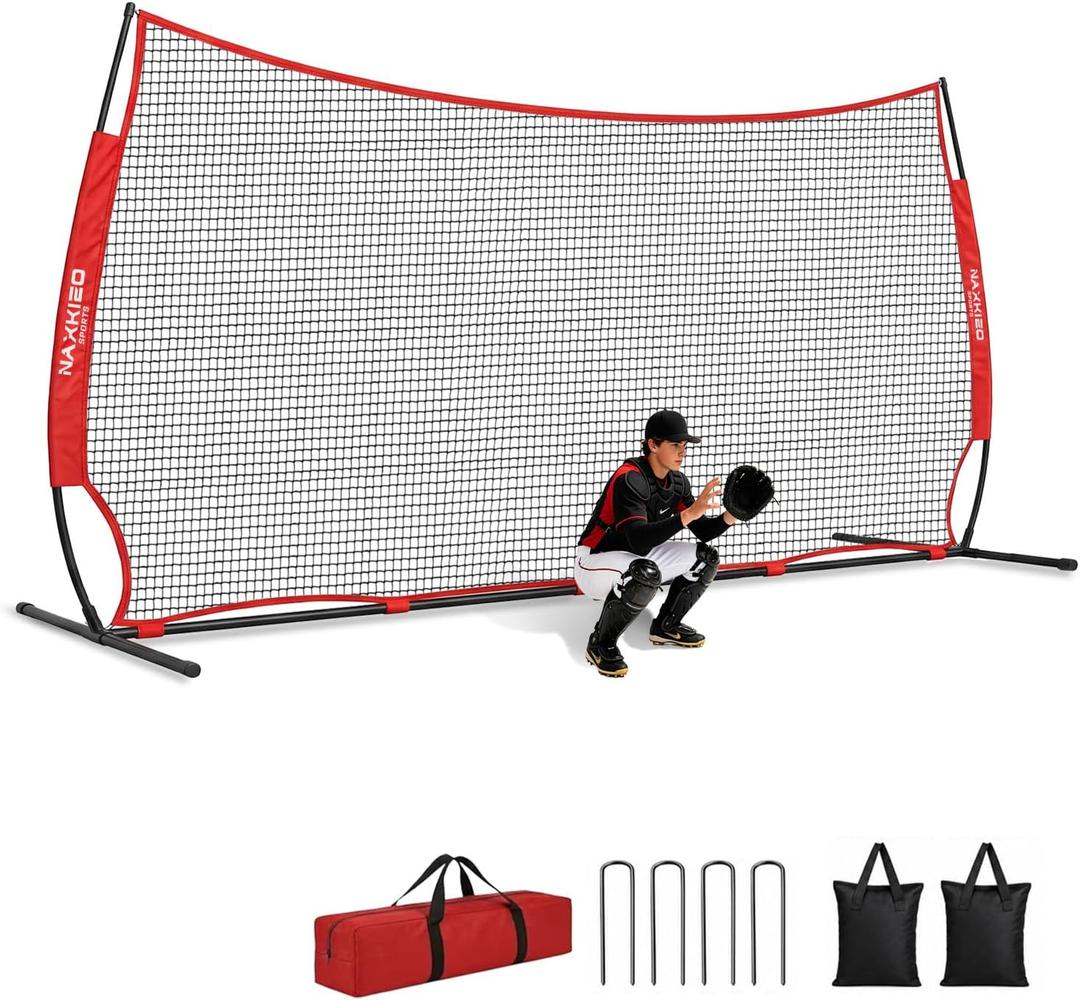 20x10FT Barricade Backstop Net, Baseball Basketball Backstop Net with Steel Frame, Ball Stop Net for Baseball, Lacrosse, Soccer, Basketball, Backstop Net for Backyard