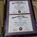 GraduationMall Double 8.5x11 Diploma Frame,Solid Wood & Tempered Glass,Black Finish with Gold Trim,Purple & Gold Mat
