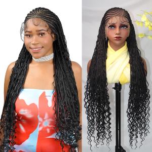36Inch Boho Braided Wigs for Black Women HD Full Lace Side Part Braids Wigs Bohemian Cornrow Box Braided Wig with Baby Hair Synthetic Heat Resistant Hand Braids Wig for Daily Use 36Inch Boho Braided Wigs for Black Women HD Full Lace Side Part Braids Wigs Bohemian Cornrow Box Braided Wig with Baby Hair Synthetic Heat Resistant Hand Braids Wig for Daily Use