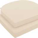 Downluxe Outdoor Chair Cushions Set of 2 for Patio Furniture, Water-Resistant Patio Chair Cushions with Ties, High Density Foam Outdoor Seat Cushion, 17" X 16" X 2", Beige