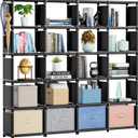 Mavivegue Book Shelf, 20 Cube Storage Organizer, DIY Bookcase, Metal Cube Bookshelf,Tall Book case for Bedroom, Living Room,Office,Closet Storage Organizer, Black Cubicle Storage Rack
