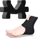 16 Pcs Precut Kinesiology Tape for Ankle Cotton Breathable Elastic Athletic Tape Pain Relief Minimize Ankle Sprain Provides Support and Stability for Ligament and Muscle Marathon Use(Black)