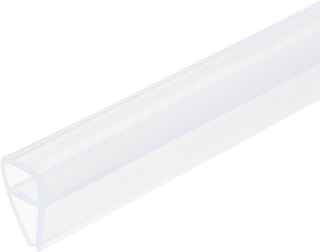 uxcell Shower Door Side Seal, U-Type Shower Door Sweep for 1/4" Glass 130" Long Silicone Frameless Glass Door Seal Strip, Stop Shower Leaks, Clear