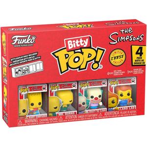 Funko Pop! Bitty: Simpsons - Bart Simpson, Mr. Burns, Krusty The Clown, and Mystery Chase Figure - 0.9 Inch (2.2 Cm) - The Simpsons Collectable - Stackable Display Shelf Included