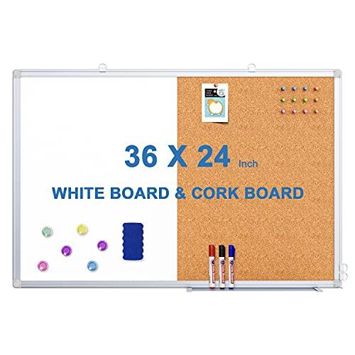 Amazon.com : Magnetic White Board and Cork Board Combo, 36 X 24 inches Whiteboard Bulletin Combination Board, Wall Mounted Dry Erase Message Board for Home, School and Office : Office Products
