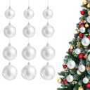 Hollowfly 12 Pcs White Pearl Christmas Ornaments for Tree Various Sizes Matte White Christmas Ball Ornaments for Home Decoration Thanksgiving Party DIY Gift