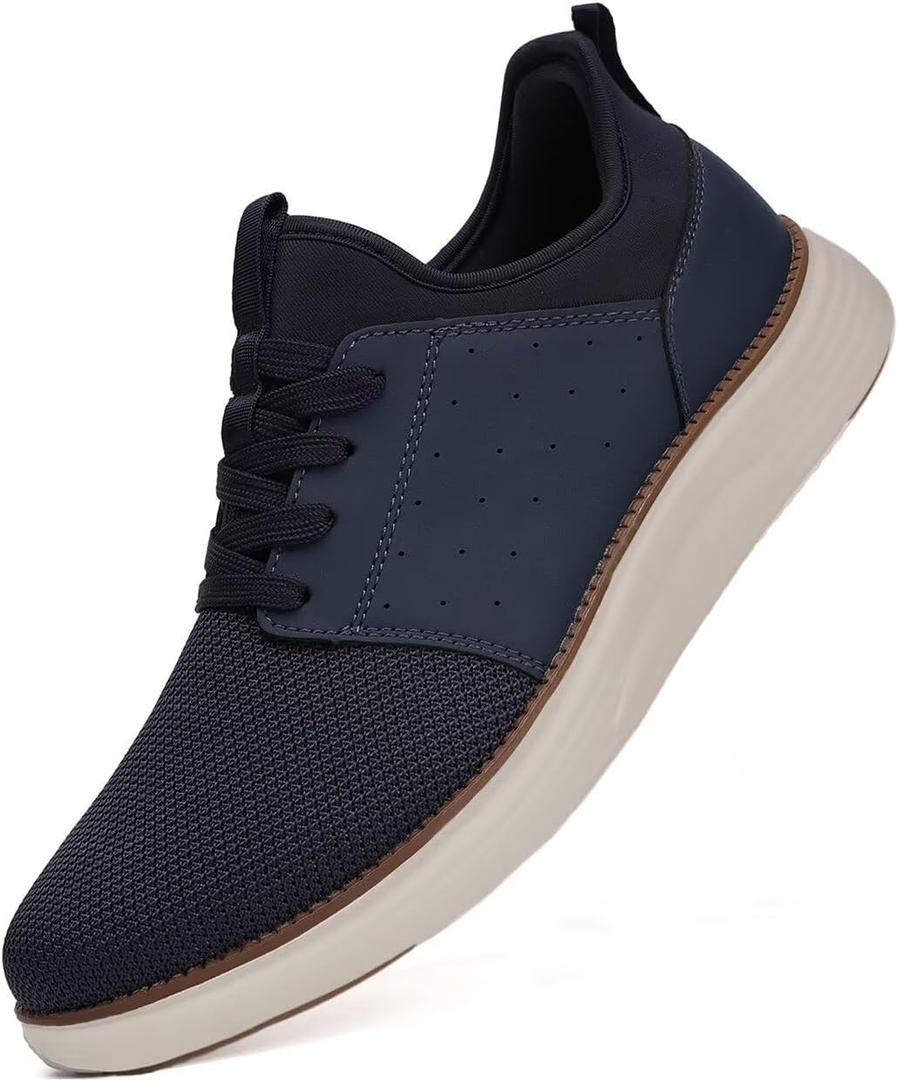 Men Casual Dress Shoes Fashion Sneakers Lightweight Breathable Laceless Walking Shoes Gym Tennis Athletic (10.5, Dark Blue)