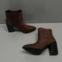 Ricristy Womens Booties Pointed Toe Stacked Heel Fashion Chelsea Ankle Boots (6.5, Chocolate Suede)