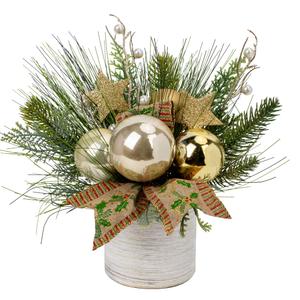 Hollyone Small Christmas Tree 11” Artificial Mini Tabletop Christmas Tree Potted Plant Decorations with Christmas Ball Ornaments Berry for Home Office Xmas Party Arrangement Centerpieces Decor Indoor