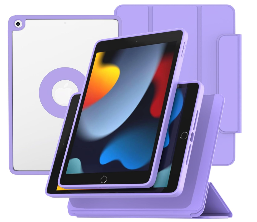 ZENLU iPad 9th 8th 7th Generation Magnetic Case with Removable Folio Cover, Premium Semi-Silicone Leather, Vertical Stand, Clear Back, Smart Sleep/Wake, Full Protective Case for 10.2" iPad (Purple)