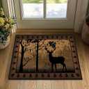 Brown Washable Entry Rug 2x3 Kitchen Rugs for Entryway Bathroom Ulta-Thin Non-Slip Low Pile Indoor Entrance Door Mat,Deer Country Cabin Wildlife Throw Rug Rustic Small Accent Area Rugs for Front Door