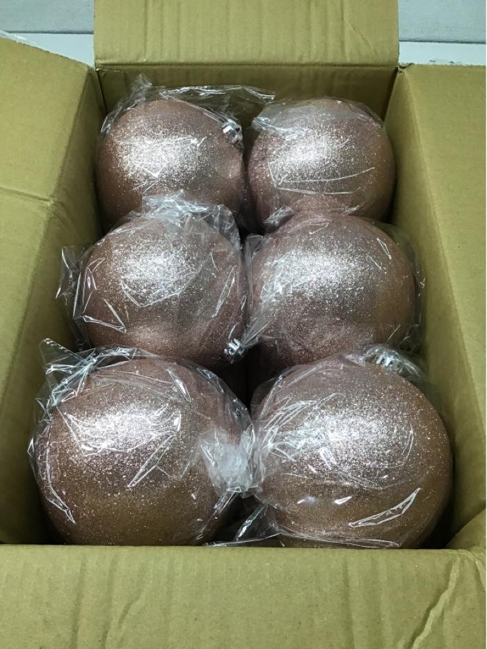 Poen 6 Pcs 6 Inch Christmas Tree Glitter Ornaments Extra Large Shatterproof Christmas Balls Decorations Xmas with Hanging Loop for Holiday Decorations Festival Party Wreath Home Decor (Rose Gold)