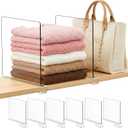 Purse Organizer for Closet Shelf Dividers: 11-inch Tall(Higher Version) Adjustable Clear Acrylic Bag Storage Organizer for Handbags, Sweaters, Towels, Jeans and Shoes on Wood Shelves 6-Pack