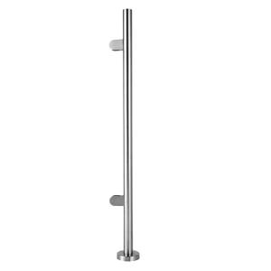 Glass Railing Post, Silvery 304 Stainless Steel Clamp Post Balustrade Railing, Mid Post Railing Fence Pole Handrail Garden Fencing (Mid Post, 43.3" H)