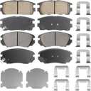 Front Ceramic & Rear Semi-Metallic Brake Pads Set Fit for Chevy Equinox 2010-2017, for GMC Terrain 10-17 with hardware, 8PCS