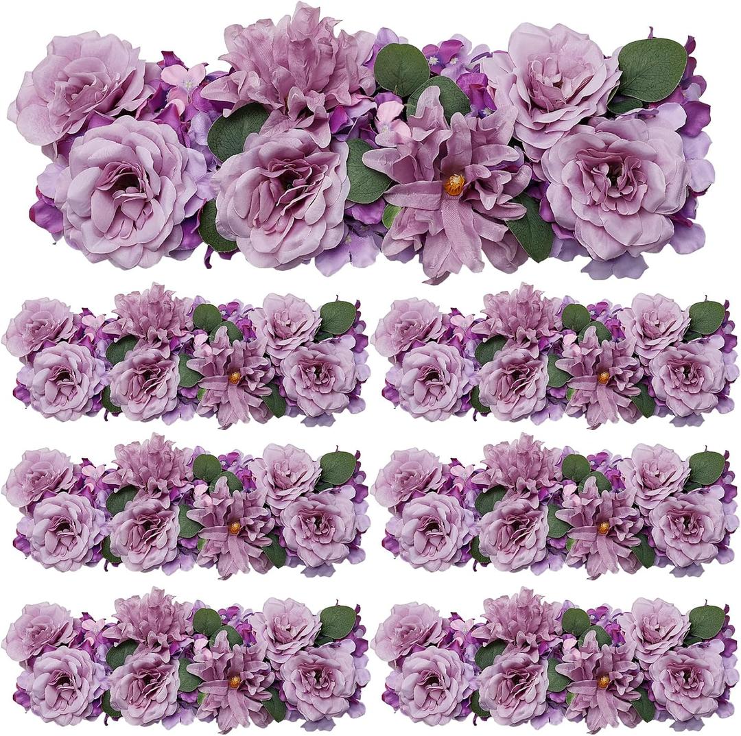 Pack of 6 Wedding Arch Decorations, 18 inch Artificial Flower Table Centerpieces Floral Arrangement for Wall Backdrop Party Bridal Shower Event Decor - Dusty Purple