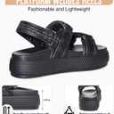 FITORY Women Platform Sandals Comfortable Open Toe Beach Shoes with Adjustable Buckle Straps for Summer Size 6-11 (Black)