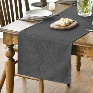 Artoid Mode Grey Table Runner, Seasonal Washable Kitchen Dining Table Decoration for Home Party Decor 13x90 Inch
