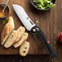 SENBON 440 Stainless Steel Super Sharp Pocket Folding Chef Knife Handle Camping Barbecue Outdoor Back Clip Portable (G10 bread knife)