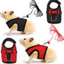 SATINIOR 2 Pieces Guinea Pig Bunny Harness Soft Mesh Hamster Rat Leash with Safe Bell, Ferret Pig Clothes and Leash Set for Hamster Ferrets Rats Bunny Guinea Chinchilla Teacup Chihuahua(S,Black, Red)