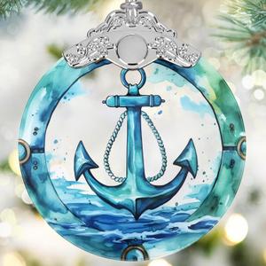 Christmas Ornaments - Stained Glass Decor - Christmas Tree Decorations - Gifts for Friends & Gift Exchange (Anchor)