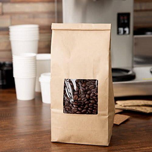 A1 Bakery Supplies 1/2 lb. Brown Kraft Customizable Tin Tie Coffee Bag with Window -25 pack