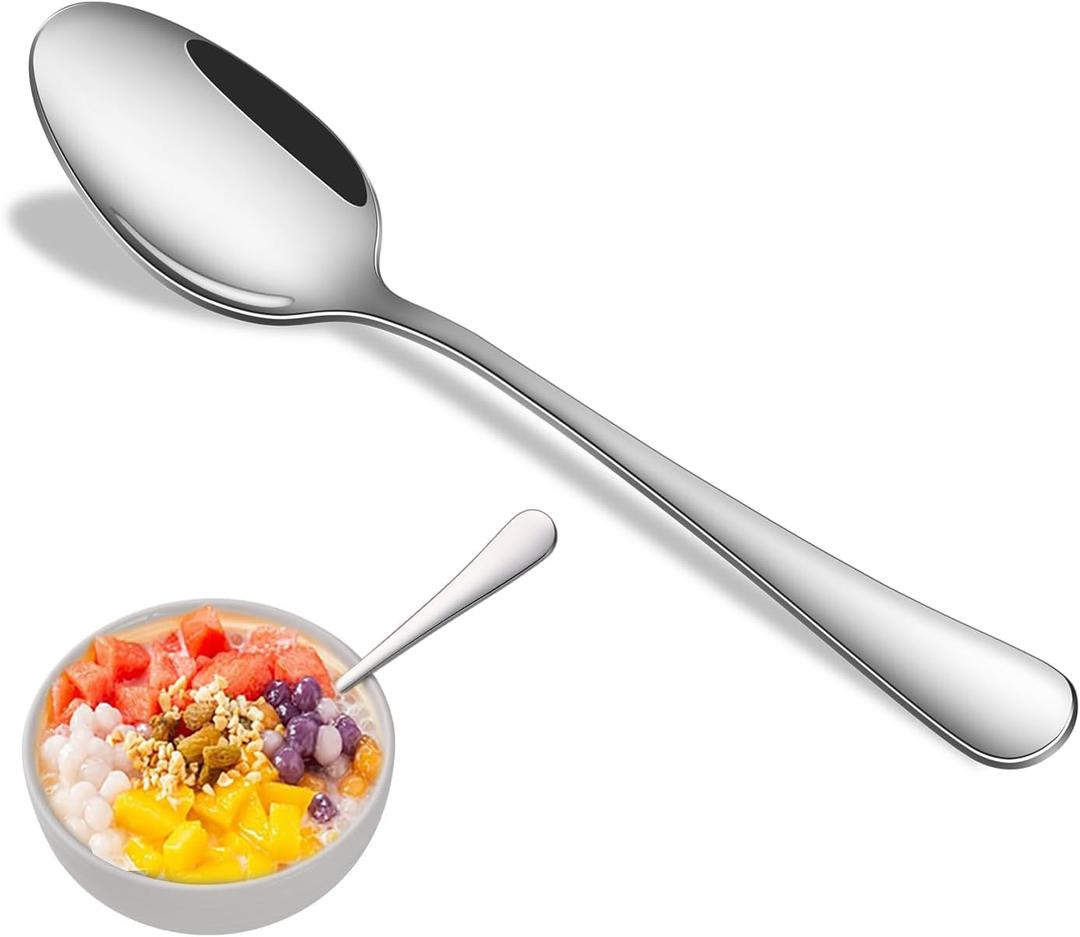 16-Piece 7.3 Inches Dinner Spoons,Stainless Steel Soup Spoons,Dishwasher Safe Tablespoon,Durable Silver Table Spoon Set For Restaurant,Hotel