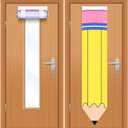 2 Pcs School Pencil Classroom Door Window Curtains Classroom Decoration Pencil Curtains for Window Covering for Kindergarten Daycare Primary School Teacher Office Door Decor