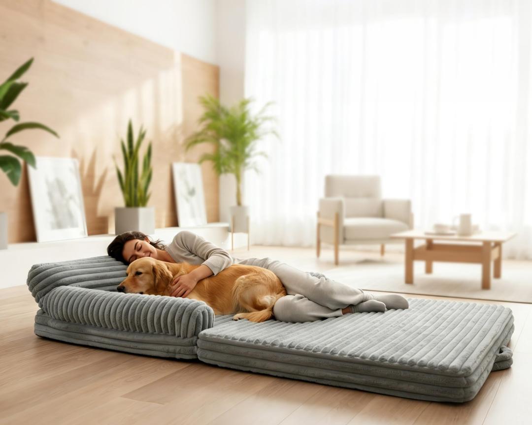Foldable Human Dog Bed Large Dog Beds for Adult Orthopedic