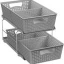 Simple Houseware 2 Tier Bathroom Organizer Tray Pull-Out Sliding Drawer/Under-Sink Storage, Grey