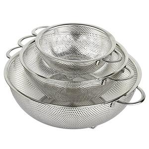 HÖLM 3-Piece Stainless Steel Mesh Micro-Perforated Strainer Colander Set (1-Quart, 2.5-Quart and 4.5-Quart)