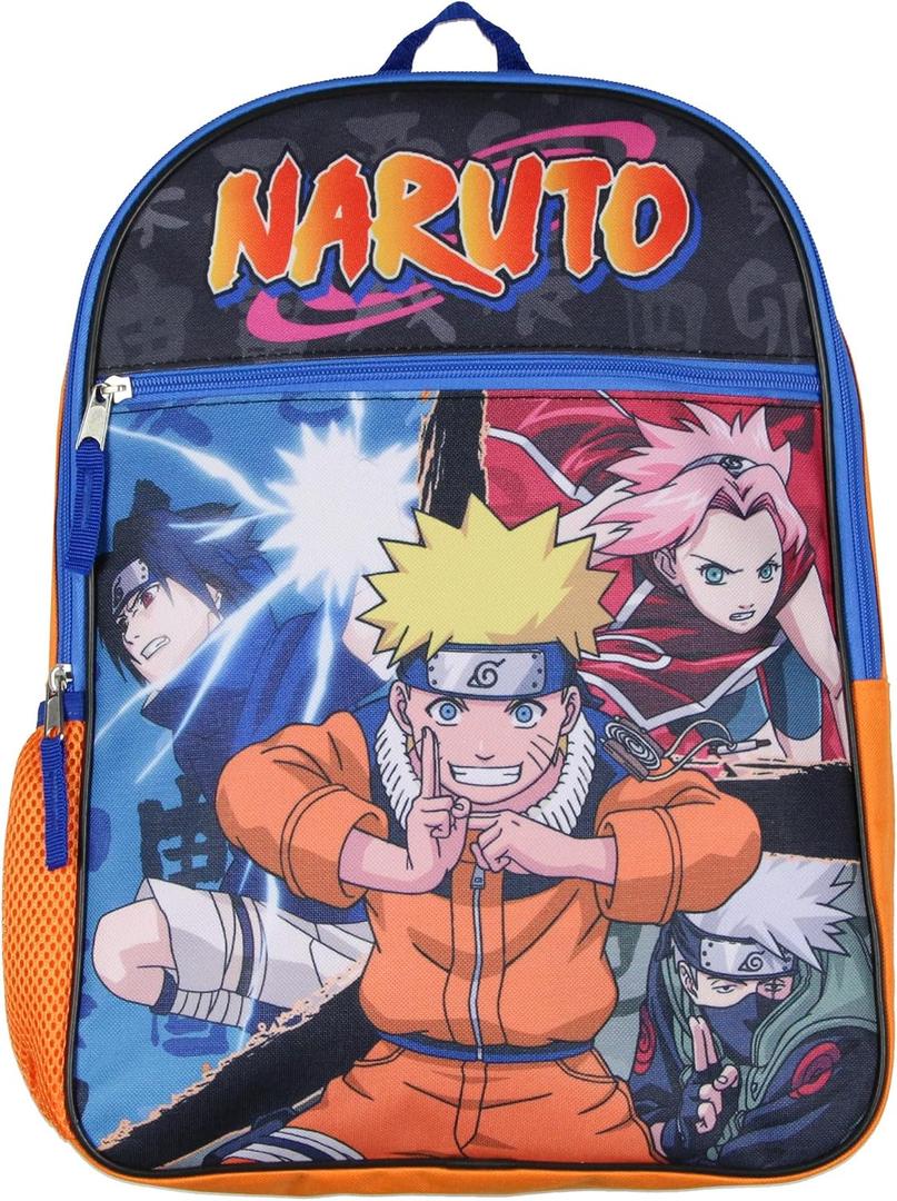 Bioworld Naruto Shippuden Group Fight Pose Sasuke Sakura Uzumaki School Travel Backpack