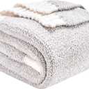 CozeCube Melange Blanket, Ultra Soft Grey and White Throw Blanket, Warm Cozy Knit Fuzzy Plush Reversible Throw for Couch Bed Sofa, 50"x60"