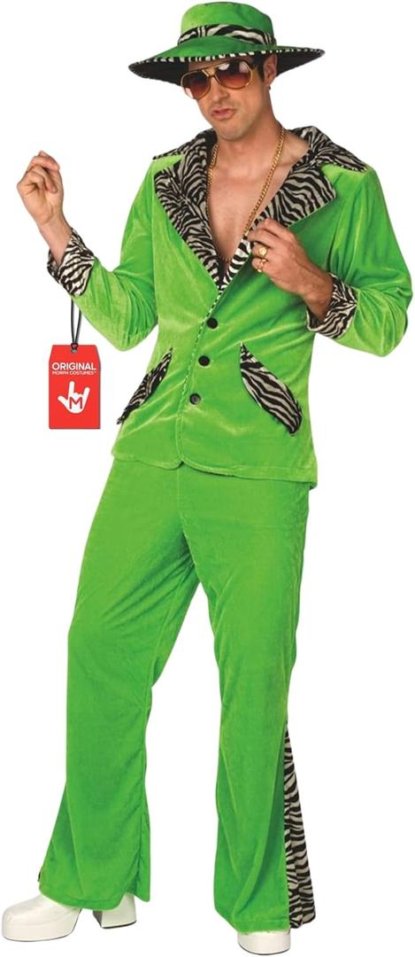 Morph Men's Green Pimp Costume, 70s Pimp Suit, Halloween Costume for Adult Men (Large)
