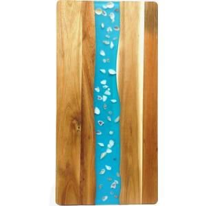18-Inch Acacia Wood & Resin Cutting Board with Sea Shell Inlay  Elegant Tray for Cheese, Fruit & Entertaining  Doubles as Display Stand & Gift for Wedding, Housewarming or Hostess