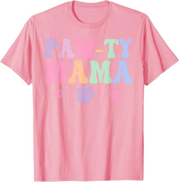 Let's Pawty Girl Mama Puppy Dog Party Birthday Girl Family T-Shirt, Large