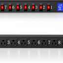 9 Outlet Rack Mount Power Strip with Individual Switches, PDU Surge Protector 15A 125V 1875W, 1U Server Rack Power Distribution Unit with Overload Protection and Power Monitoring, 6.5FT Cord