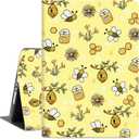 Vimorco Hybrid Case for iPad 9th/8th/7th Generation 10.2 inch 2021/2020/2019 Released, Soft Rubber Cover with Folio Shell, Multi-Angle View Adjustable Stand Auto Wake/Sleep, Yellow Bees (No Pencil Holder Style)