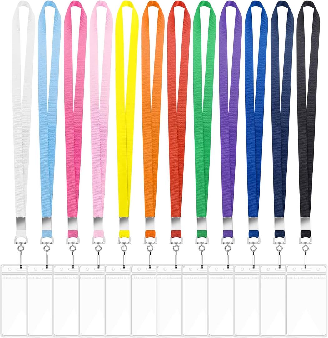 60 Pack Lanyards for ID Badges Cruise Lanyard for Ship Cards with Waterproof ID Badge Holder Cruise Essentials 2025 (12 Colors)