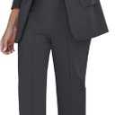 luvamia Women's Two Piece Sets Pants Suits Dressy Business Casual Outfits Professional Blazer Pantsuits Set Work Office (X-Large, Charcoal)