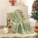 WESHIONGOO Chunky Knit Blanket Throw 51"63" Knitted Throw Blankets for Couch Bed Fluffy Soft Blanket with Jumbo Chenille Yarn Thick 100% Handmade (Sage Green)