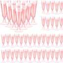 SUREHOME Pink Champagne Flutes Plastic Champagne Glasses Disposable Mimosa Glasses 40 Pack 5.5 Oz Clear Acrylic Stemware Cocktail Cups Bulk for Valentines Wedding Toasting Engagement Party Supplies (40 Count (Pack of 1))
