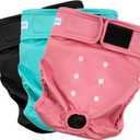 Paw Legend Washable Reusable Female Dog Period Diapers for Heat Doggie Puppy Diapers for Female Dogs 3 Pack, Small (11.5''-15'' Waist), Cheerful (Black Lining)