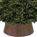 Christmas Tree Collar, 23’’ D Handmade Artificial Rattan Wicker Christmas Stand Tree Collar Basket Base Cover for Holiday Decoration