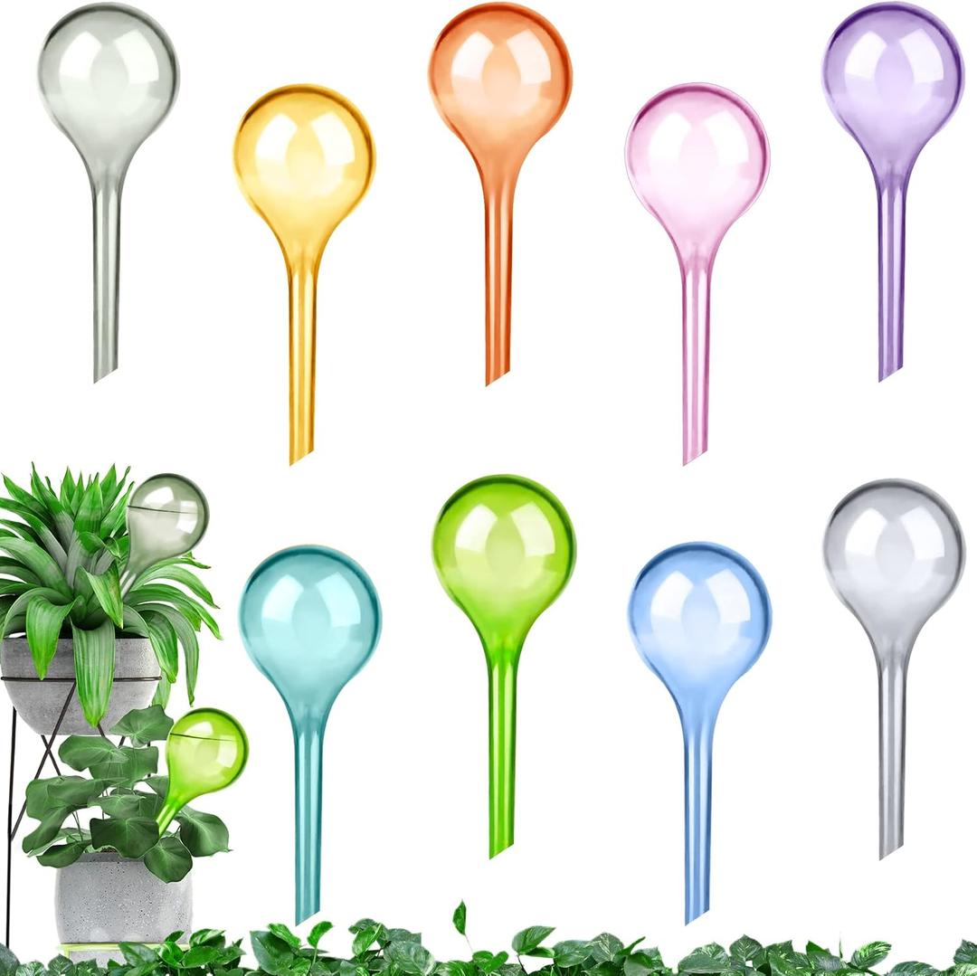 9 Pcs Plant Watering Globes 135 cm, Colored Self Watering Globes Automatic Watering Bulbs Plastic Plant Water Globes Drip Irrigation Device for Indoor Outdoor Plants