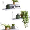 Floating Shelves Set of 3 Rustic Solid Wood Floating Shelf Wall Storage Shelves for Living Room, Bedroom, Bathroom, Kitchen Laundry, Office,no Drill Shelf(Grey and White Colour L+L+L)