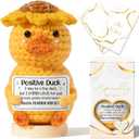 3 x Emotional Support Crochet Positive Duck Inspirational Cheer Up Gifts for Women, Handmade Positive Crochet Gift Thank You Birthday Mothers Day Teacher Appreciation Gifts for Coworker Nurse Mom Friends