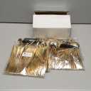 SUT 150PCS Gold Plastic Silverware, Plastic Utensils,Gold Silverware Disposable,Disposable Utensils Heavy Duty,Plastic Cutlery Set,Includes:50 Knives, Forks and Spoons for Party, Birthday,Wedding
